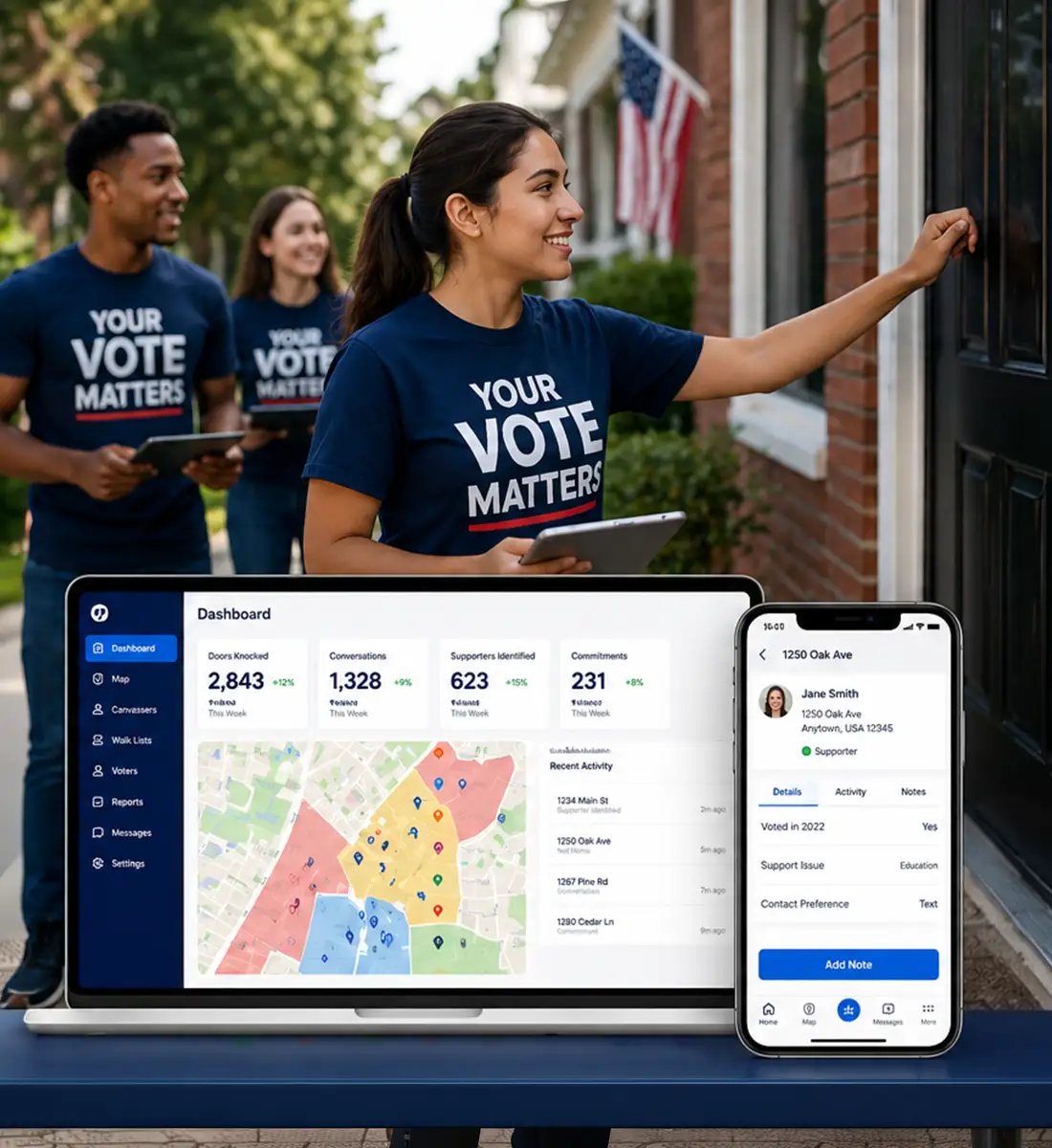 Canvassers knocking on doors