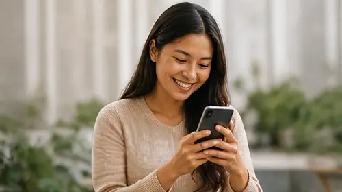 Woman Reading New Message